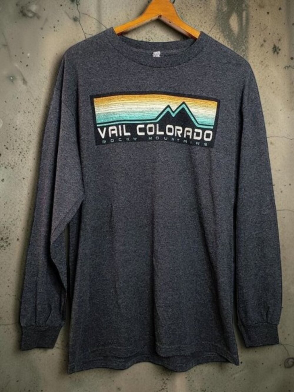 Vintage Vail Colorado Rocky Mountains Long Sleeve Shirt Mens Grey Outdoors L